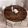 Treer Tovaglia Rotondo Antimacchia, Vecchie Assi di Legno Mollettone Tavolo Rotondo con Bordo Eelastico, Lavabile Copritavolo Antiscivolo Tovaglia Tonda per Picnic Cucina Casa (120cm,Marrone)