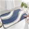 FANSU Tappeto Bagno Antiscivolo, Tappeto Cucina in Microfibra Tappetino Bagno Assorbente Tappeto Doccia Lavabile per Bagno, Cucina, Camera da Letto (60x90cm,Grigio Blu B)