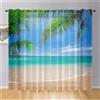 Odot Tende Semi Trasparenti per Interni, Motivo Onde Oceano 3D Tenda Voile con Occhielli 2 Pezzi Tenda Filtranti Finestra Tende Camera da Letto Moderna (140x160cm,Foglie di Palma)