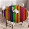 Treer Tovaglia Rotondo Antimacchia, Vecchie Assi di Legno Mollettone Tavolo Rotondo con Bordo Eelastico, Lavabile Copritavolo Antiscivolo Tovaglia Tonda per Picnic Cucina Casa (100cm,Colorato)