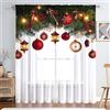 Odot Natale Bacca Rossa Tende Semi Trasparenti per Interni,Tenda Voile con Tasca per Asta Tenda Filtranti Finestra 2 Pannelli Tende Camera da Letto Moderna (W 100 x H 130cm,Ramo di Pino)