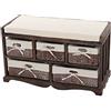 Mendler Panca cassettiera Shabby Vintage 5 ceste Legno di paulonia 36x77x45cm - Marrone