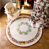 Chickwin Tappeto Natalizio Salotto Rotondo, Tappeto Rotondo Natale Tappeto Antiscivolo Rotondo Tappeti Soggiorno Rotondo Tappeto Camera da Letto Morbido (Diametro 80cm,Agrifoglio di Natale D)