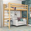 N-wood N01 Letto a Soppalco 120x200 cm, 100% Legno massello, Lettino per bambini e adulti, Scala universale: destra o sinistra, Struttura inclusa, Costruzione stabile, Pino naturale