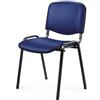 Topsit Sedia per sala d'attesa in ecopelle, impilabile, struttura in metallo, sedia da ufficio, sala conferenze, casa, ufficio, reception (blu)
