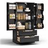 Blishom Credenza Armadio Sideboard Cucina con 2 Doppie Porte e 2 Cassetti, con Ripiani Regolabili, per Soggiorno Sala da Pranzo,120x40x60 cm，Nero