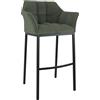 CLP Sgabello da bar Damaso con schienale, sgabello da bar imbottito con rivestimento in corda, sgabello da banco con portata fino a 240 kg, Colore:verde, Colore del telaio:nero