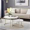 HJhomeheart Set di 2 Tavolini da Salotto Sovrapponibili, Moderno da caffè, Grande: 60 x 60 x 45 cm; Piccolo: 40 x 40 x 35 cm, Bianco e Oro