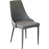 milani home - sedia da pranzo in ecopelle, grigio chiaro, moderna industrial, per sala da pranzo e ufficio, 47 x 59 x 89 cm