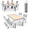 ACXIN Tavolo per bambini con 4 sedie, in plastica, per bambini, regolabile in altezza, per cameretta dei bambini, colore grigio