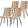 ML DESIGN modern living ML-Design Set di 4 Sedie per Sala da Pranzo Marrone Chiaro Poltrona da Soggiorno con Rivestimento in Tessuto e Gambe in Metallo Nero Sedia da Cucina con Schienale Poltrone Imbottite per Ufficio