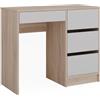 Vicco Scrivania Sherry, Bianco/Sonoma, 90 x 40 cm con cassetti, adatto per un utilizzo salvaspazio in piccoli spazi di lavoro