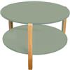POSNORD Tavolino Salotto Moderno Rotondo Ø 75 cm, Tavolino da Caffè con Ripiano, Gambe in Legno di Faggio, Tavolo Design Scandinavo per Soggiorno e Ufficio, Coffee Table Verde Oliva