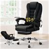 ALFORDSON Sedia Scrivania Ergonomica con Massaggio, Sedia Ufficio con Supporto Lombare e Poggiapiedi, Poltrona Girevole con Rotelle per Studio e Sala Riunioni, Tessuto(Nera)