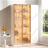 Dolamaní Vetrina in vetro 110 x 35 x 165 cm con illuminazione a LED e vetro colorato, vetrina a tre porte, ripiani regolabili e protezione antiribaltamento, per soggiorno, camera da letto e ufficio