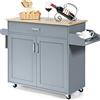 GIANTEX Carrello da Cucina, Credenza Mobile con Cassetto, Anta Doppia, Portaspezie e Portasciugamano, Ripiani Regolabili, Ruote con Freni, Portata di 50 kg, 116x40x85 cm, 4 Colori (grigio)