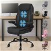 ALFORDSON Sedia Ufficio Ergonomica con Massaggio, Sedia Scrivania con Supporto Lombare, Poltrona Girevole ad Altezza Regolabile per Ufficio e Studio Sala Riunioni, Portante 150 kg, Tessuto(Nera)