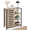 tectake® Credenza Cucina 71x32x82cm, Mobile Cucina, Dispensa Salvaspazio Armadio 1 anta, Porta a Sinistra, 3 Ripiani, Soggiorno, Sala da pranzo, Ingresso, Ripiani Regolabili - Legno Industriale Chiaro