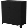 ML DESIGN modern living ML-Design Schedario da Ufficio 75x40x80,5 cm Nero Acciaio Mobile a 4 Gambe Armadietto in Metallo 4 Ante 2 Scomparti Interni Armadio Industriale Portadocumenti in Acciaio di Stoccaggio Portaoggetti