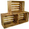 Kistenkolli Altes Land Cassette vintage fiammate, 50 x 40 x 29 cm/40 x 30 x 25 cm, decorazione per la casa, per la frutta, il vino o il fai da te (set da 3, 50 x 40 x 29 cm)