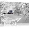 Pixxprint Cottage in Paesaggio Invernale Stampa su Tela 80x60 cm Artistica murale