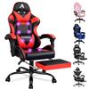 ALFORDSON Sedia Gaming Massaggiante, Sedia Professionale Gamer con Poggiatesta e Cuscino Lombare, Ergonomico Poltrona da Ufficio Schienale Regolabile 90-150°, Portata 180 kg, Similpelle(Rossa)