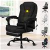 ALFORDSON Sedia Scrivania con Massaggio, Sedia Ufficio Ergonomica con Supporto Lombare e poggiapiedi, Poltrona Girevole ad Altezza Regolabile per Ufficio e Studio Sala Riunioni, Tessuto(Nera)