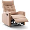Marvin Poltrona Relax Reclinabile Manuale con Poggiapiedi Solena, Schienale Regolabile Seduta Ergonomica in Tessuto per Arredo Salotto, Soggiorno e Ufficio (Beige)
