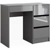 Vicco Scrivania Sherry, Grigio lucido, 90 x 40 cm con cassetti, adatto per un utilizzo salvaspazio in piccoli spazi di lavoro