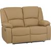Totò Piccinni Set Divano 2 o 3 posti, Poltrona Relax Calipso Reclinabile, Imbottito con Braccioli e Poggiapiedi (Tessuto Beige, 2 Posti)