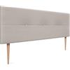 DHOME Testiera in lino naturale con bottoni e gambe in legno, testata tappezzata, letto moderno Top Trending (lino naturale, 160 x 105 cm (150/160 cm)