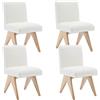 Ya-Home Set di 4 Sedie da Pranzo Sedie da Cucina Retrò in Tessuto Poltrona Cucina Sedie Imbottite con Gambe in Legno per Sala da Pranzo/Ristorante, Beige