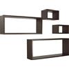 MODULARREDO | MERLINO Set 4 Mensole da Muro, Pensile Bagno, Scaffale Parete, 75x30, 60x25 e 2 da 25x15 cm p15.5, Wengè - Made in Italy