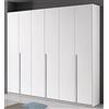 Arredo Stock Armadio 6 ante bianco rifinito effetto legno naturale, 258x54x240 cm