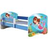 ACMA Letto per Bambino Cameretta per Bambino con Materasso Rete a doghe II BLU (09 La sirena, 160x80)