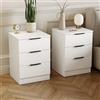 Vida Designs Trega - Set di 2 comodini a 3 cassetti, colore: bianco, compatti e salvaspazio, 50 x 39 x 28 cm (altezza x larghezza x profondità), in legno ingegnerizzato, cassetti scorrevoli, maniglie
