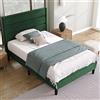 BNUZ Letto imbottito, struttura del letto con rete a doghe e testiera, letto singolo imbottito, rivestimento in tessuto velluto, design moderno senza tempo, per ragazzi (verde scuro, 90 x 200 cm)
