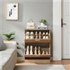 [en.casa] Scarpiera Salvaspazio con 2 Ante a Ribalta Armadio Portascarpe Alto Stretto per Ingresso Corridoio 63 x 24 x 81cm Effetto Rovere Sonoma