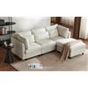 KAZZIO Design Moderno, Mobili Imbottiti, Divano a Tre Posti Ad Angolo Con Poggiapiedi a Forma di L (Beige)