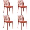 HOUSE COLLECTION, SEDIE MATRIX IN POLIPROPILENE, SENZA BRACCIOLI,DESIGN IMPILABILE, COLORE ROSSO MATTONE (BCA203x4)