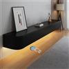HYANXUE Mobile porta TV galleggiante, montaggio a parete, con porta, console multimediale TV, grande mobile portaoggetti sotto la TV (nero + LED, 300 cm)