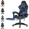 bigzzia - Sedia da gaming, ergonomica, per gamer, con cuscino lombare e poggiatesta, regolabile in altezza, sedia per computer, per ufficio, per adulti, ragazze e ragazzi (Con poggiapiedi, blu)