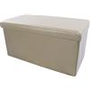 Tata Home Pouf Contenitore Scatola Sgabello Poggiapiedi Pieghevole Salvaspazio in Ecopelle cm 76x38x38 Colore Beige