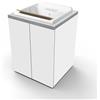 Liberoshopping Mobile Lavatoio in Legno 2 Ante con Vasca in Resina Bianco, Ripiano Interno, Apertura Push Pull, 71x65 cm, per Lavanderia e Spazi Piccoli (Bianco Lucido/Grigio spatolato)