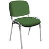 IDEALSEDIE DI GALIZIA MICHELE IDEALSEDIE - Sedia Scrivania Senza Rotelle con Telaio Cromato, Sedia Ufficio Senza Ruote Comoda, Impilabile, Sedie per Sala d'Attesa, Sala Riunioni, Conferenze (Finta Pelle, Verde Scuro)
