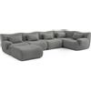 MILYsofa Divano modulare angolare, 5 posti con penisola, tessuto bouclé, fodere dei cuscini removibili (Grigio Nuvola, 5 posti con penisola)