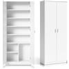 Home Collective Armadio multiuso scaffale bianco 74 x 180 cm con sei ripiani e scomparto extra, schedario armadio casalingo armadio organizzatore in legno per camera da letto corridoio cantina ufficio