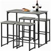 GOKHOMX Set tavolo da pranzo con 4 sedie, Tavolo alto cucina con 4 sgabelli, per piccolo spazio cucina, sala da pranzo, soggiorno, bar o balcone, (grigio antico e nero)