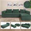 Mendler Set di divani componibile HWC-O54, divano sofa lounge pouf ottomano penisola, stoffa/tessuto 63x270x190cm - verde