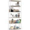 AKORD | Scaffalatura Metallo 80 cm | Mensole Libreria | Salvaspazio | 6 ripiani | Scaffalature Metalliche | Robusto | Stabile | Mobiletto Multiuso | Moderne Bianco | Rovere di Sonoma